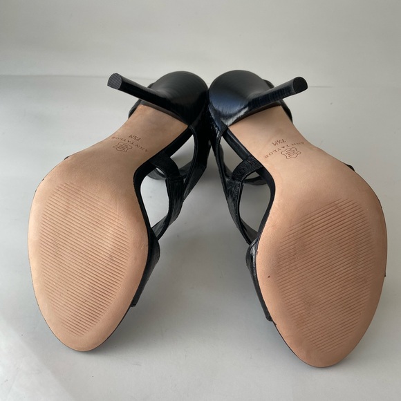 NWT Ann Taylor black embossed leather ankle wrap high heel sandals. Size 7 1/2. - Picture 7 of 8